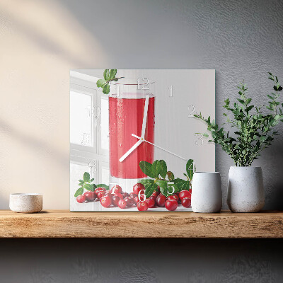 Glass wall clock square Cranberries