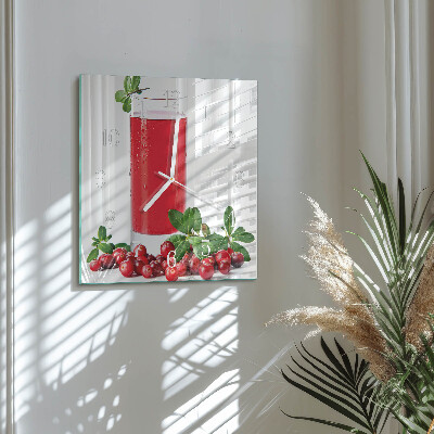 Glass wall clock square Cranberries