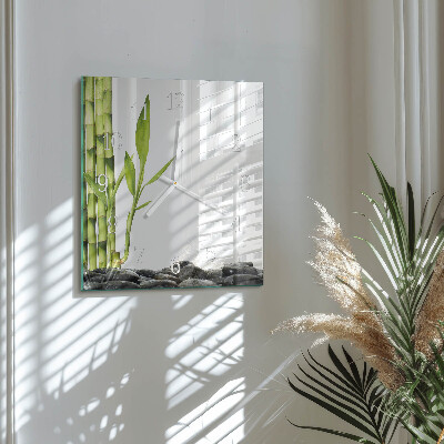 Glass wall clock square Bamboo