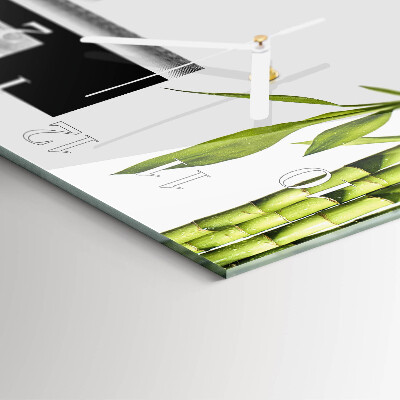 Glass wall clock square Bamboo
