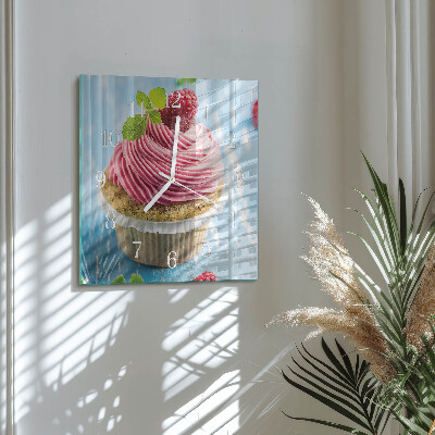 Glass clock square Raspberry muffin