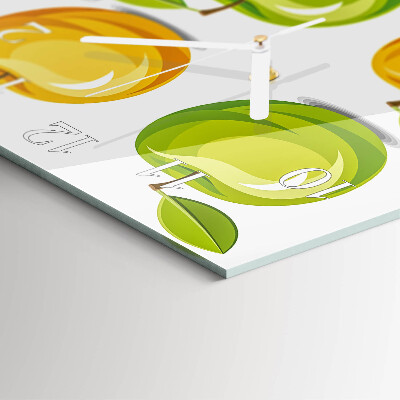 Glass clock square Apples