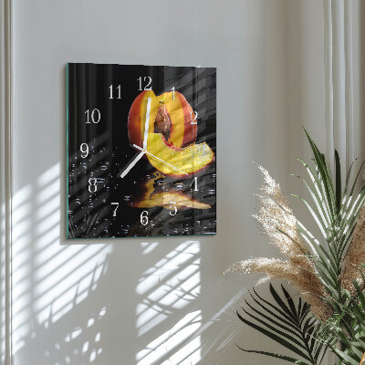 Glass wall clock square Peach