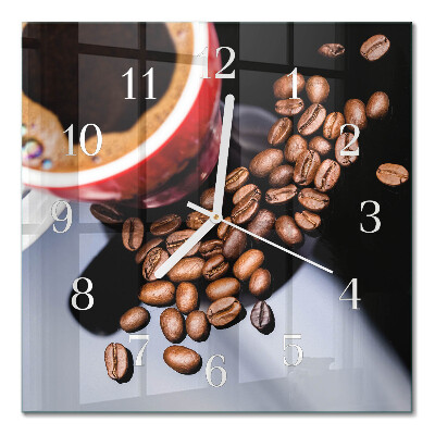 Square kitchen clock A cup of coffee