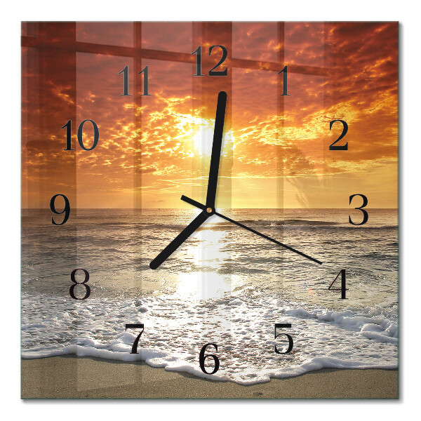 Glass clock square beach sea