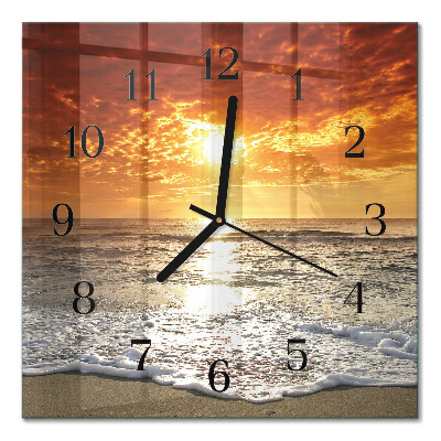 Glass clock square beach sea