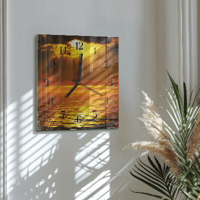 Square wall clock Sunset
