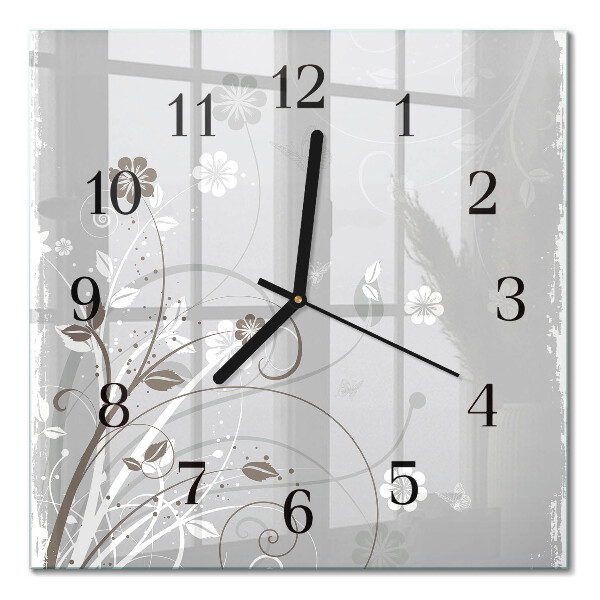 Square wall clock Flowers