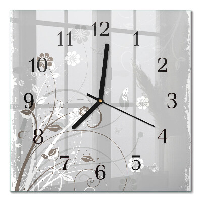 Square wall clock Flowers