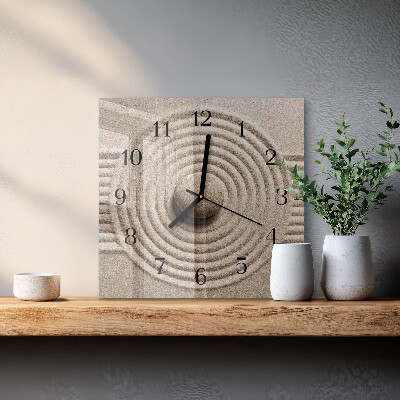 Glass wall clock square Stone