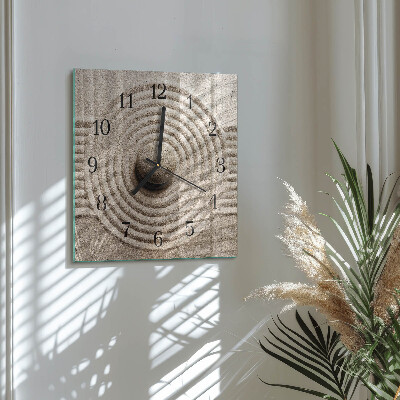 Glass wall clock square Stone