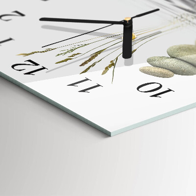Glass wall clock square Stones