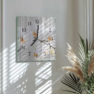 Glass clock square Orchid