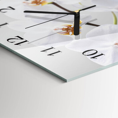 Glass clock square Orchid
