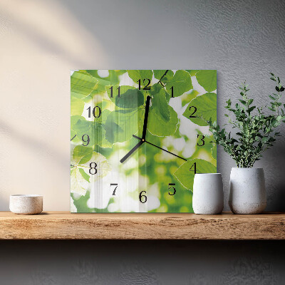 Square wall clock Leaves