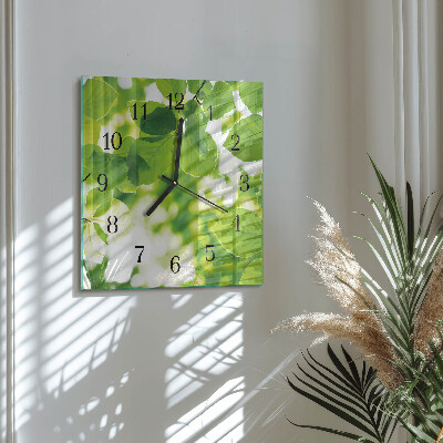 Square wall clock Leaves