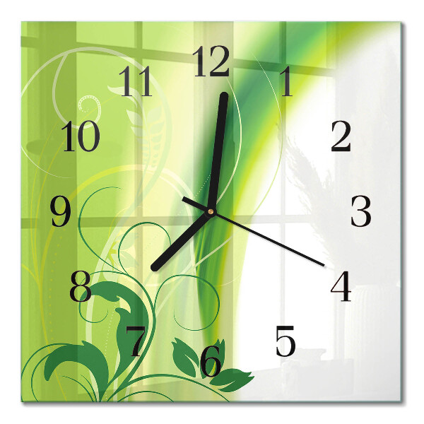 Glass wall clock square Floral pattern