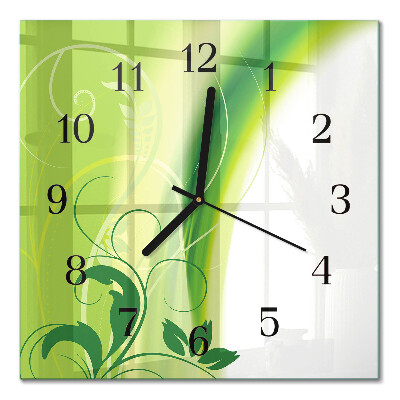 Glass wall clock square Floral pattern