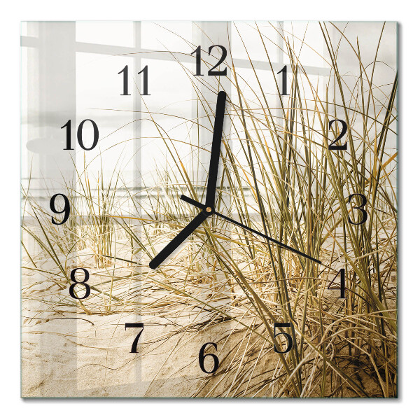 Glass clock square Beach grass