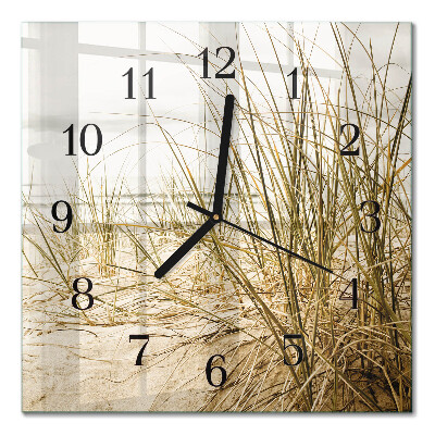 Glass clock square Beach grass