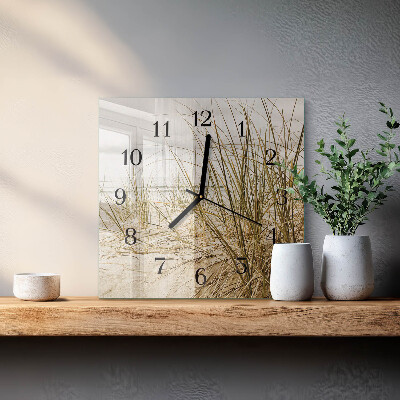 Glass clock square Beach grass