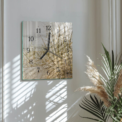 Glass clock square Beach grass