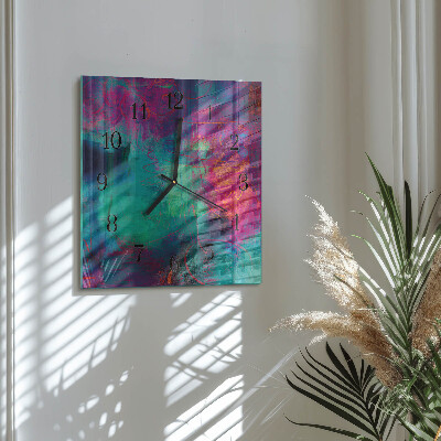 Glass wall clock square Colorful picture