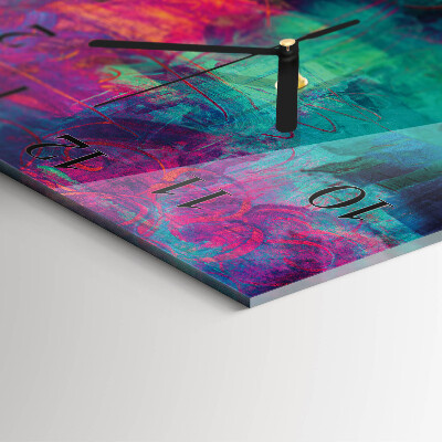 Glass wall clock square Colorful picture