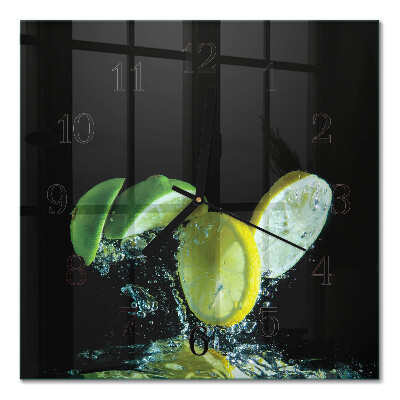 Square wall clock Lemon and lime