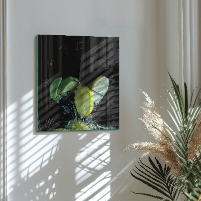 Square wall clock Lemon and lime