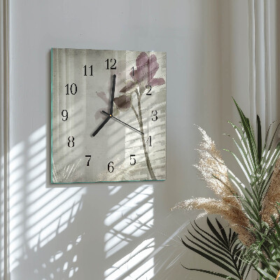 Glass wall clock square Vintage flower