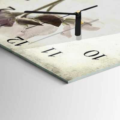 Glass wall clock square Vintage flower