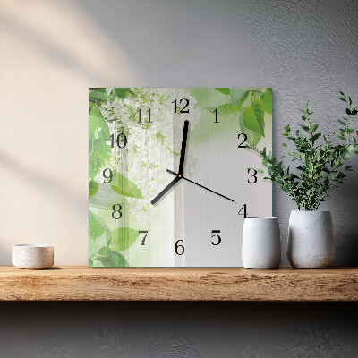 Square kitchen clock Leaves