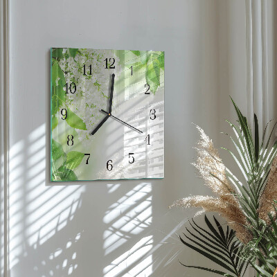 Square kitchen clock Leaves