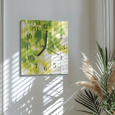 Square wall clock Leaves