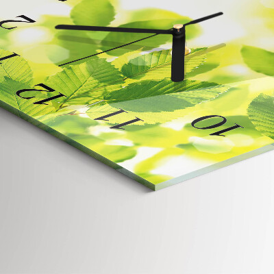 Square wall clock Leaves