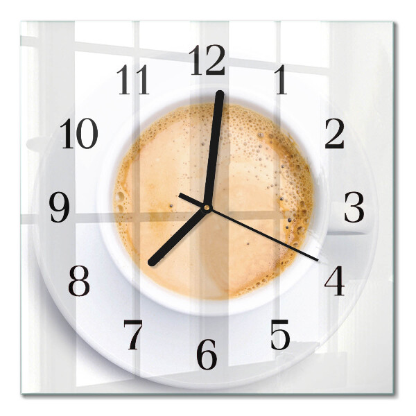 Glass wall clock square A cup of coffee
