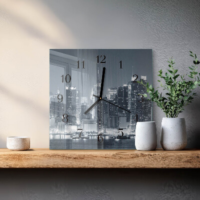 Glass wall clock square Horizon