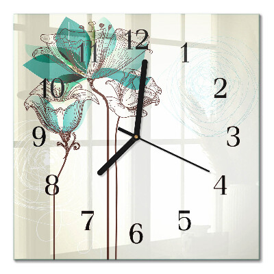 Square wall clock Vintage flowers