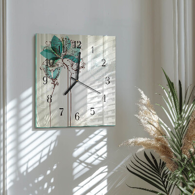 Square wall clock Vintage flowers