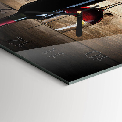 Glass wall clock square Wine