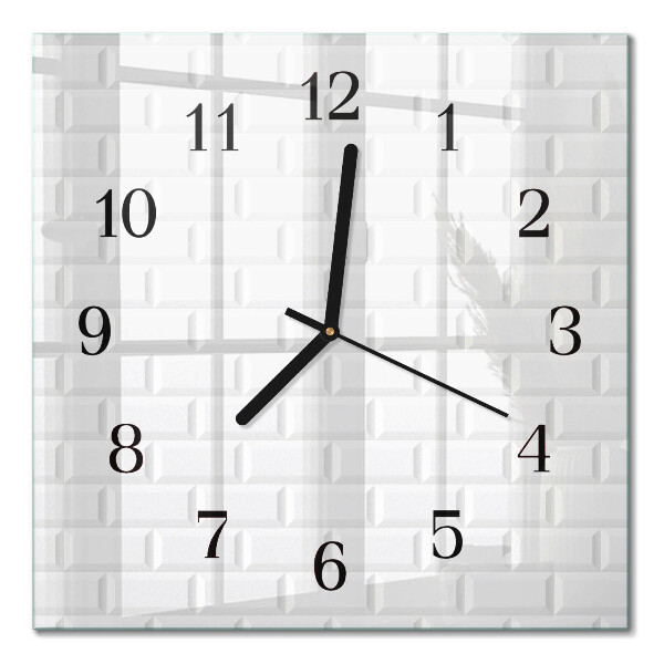 Glass wall clock square Brick