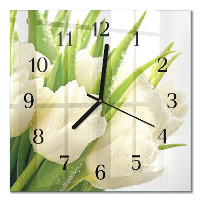 Square wall clock Tulips