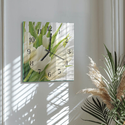 Square wall clock Tulips