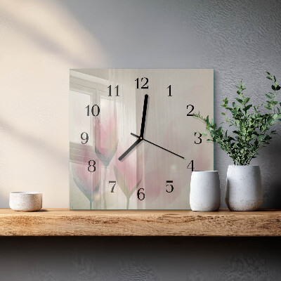 Square wall clock Flowers