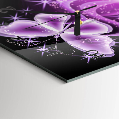 Glass clock square Butterfly