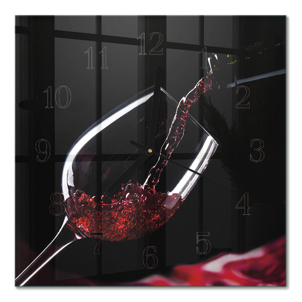 Glass wall clock square Wine