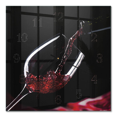 Glass wall clock square Wine