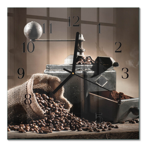 Square kitchen clock Coffee grinder