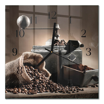Square kitchen clock Coffee grinder